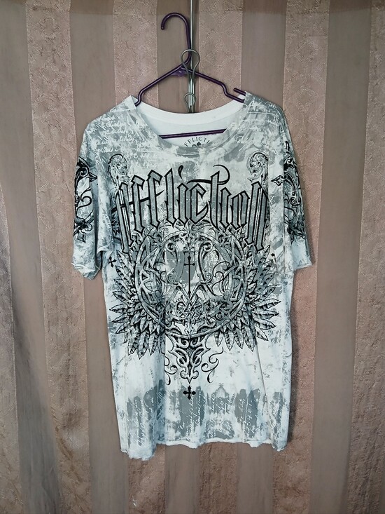 Affliction Other - 💎 Affliction Men's Top White & Gray Ornate Graphic Tee